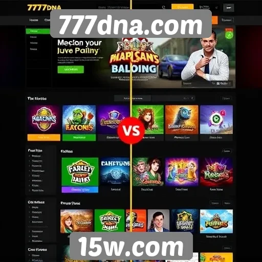 Comparação da interface do usuário no 777dna